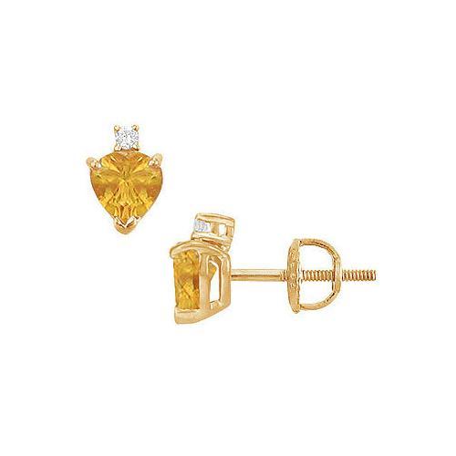 Diamond and Citrine Stud Earrings : 14K Yellow Gold - 2.04 CT TGW-JewelryKorner-com