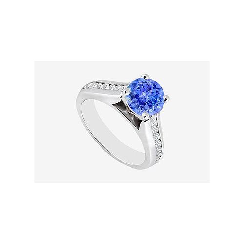 Diamond and Natural Tanzanite Engagement Ring in 14K White Gold 1.10 Carat TGW-JewelryKorner-com