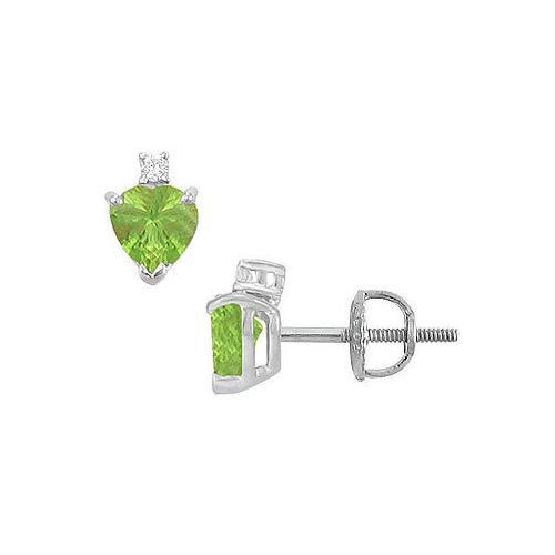 Diamond and Peridot Stud Earrings : 14K White Gold - 2.04 CT TGW-JewelryKorner-com