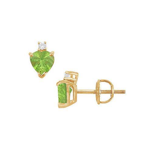 Diamond and Peridot Stud Earrings : 14K Yellow Gold - 2.04 CT TGW-JewelryKorner-com