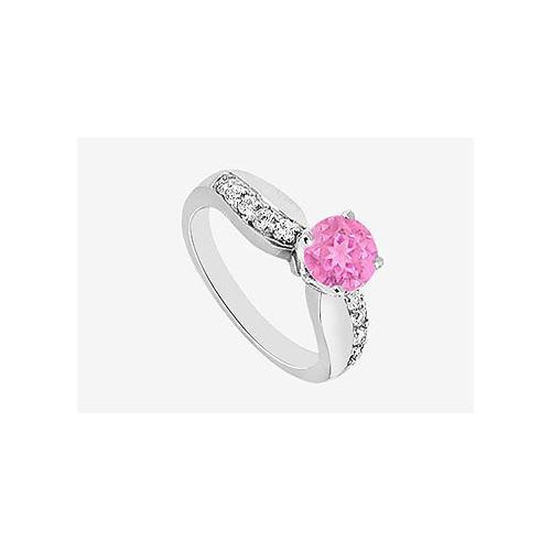 Diamond and Pink Sapphire Engagement Ring in 14K White Gold with 0.75 ct TGW-JewelryKorner-com