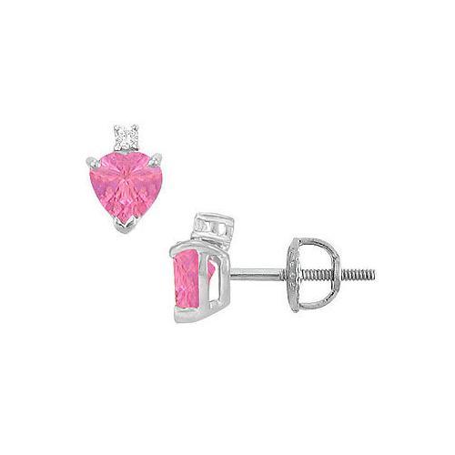 Diamond and Pink Sapphire Stud Earrings : 14K White Gold - 2.04 CT TGW-JewelryKorner-com