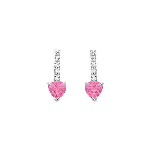 Diamond and Pink Topaz Earrings : 14K White Gold - 1.25 CT TGW-JewelryKorner-com