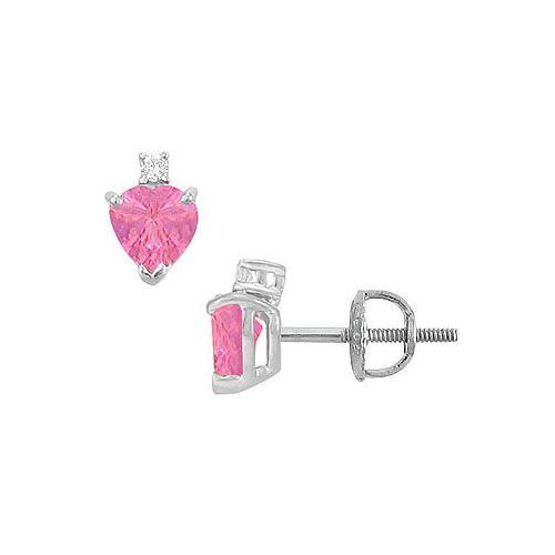 Diamond and Pink Topaz Stud Earrings : 14K White Gold - 2.04 CT TGW-JewelryKorner-com