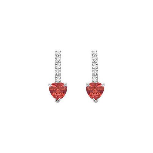 Diamond and Ruby Earrings : 14K White Gold - 1.25 CT TGW-JewelryKorner-com
