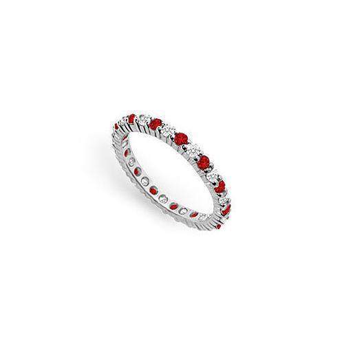 Diamond and Ruby Eternity Band : 14K White Gold  1.00 CT TGW-JewelryKorner-com