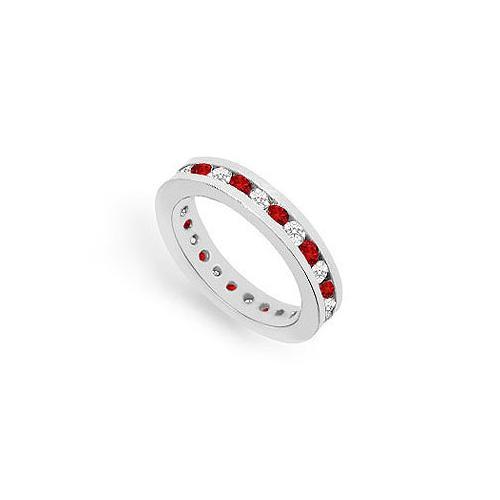Diamond and Ruby Eternity Band : 14K White Gold  1.00 CT TGW-JewelryKorner-com