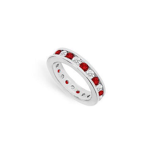 Diamond and Ruby Eternity Band : 14K White Gold  2.00 CT TGW-JewelryKorner-com
