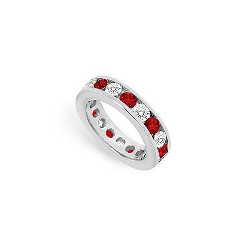 Diamond and Ruby Eternity Band : 14K White Gold  3.00 CT TGW-JewelryKorner-com