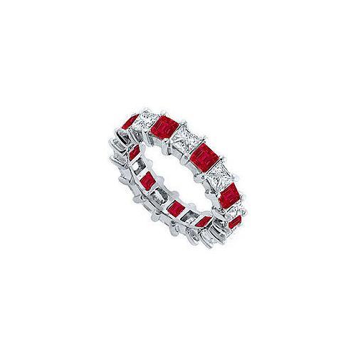 Diamond and Ruby Eternity Band : 14K White Gold  3.00 CT TGW-JewelryKorner-com