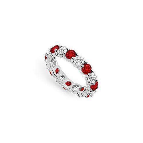 Diamond and Ruby Eternity Band : 14K White Gold  4.00 CT TGW-JewelryKorner-com