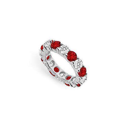 Diamond and Ruby Eternity Band : 14K White Gold  5.00 CT TGW-JewelryKorner-com