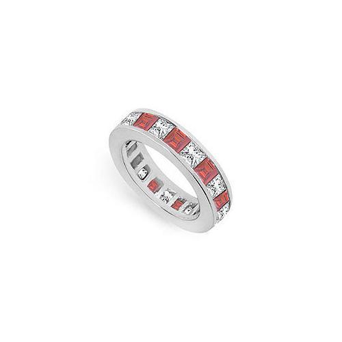 Diamond and Ruby Eternity Band : 14K White Gold  5.00 CT TGW-JewelryKorner-com