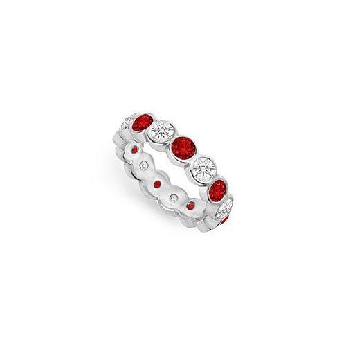 Diamond and Ruby Eternity Band : 18K White Gold  2.00 CT TGW-JewelryKorner-com