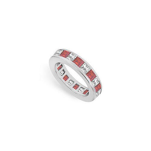 Diamond and Ruby Eternity Band : 18K White Gold  3.00 CT TGW-JewelryKorner-com