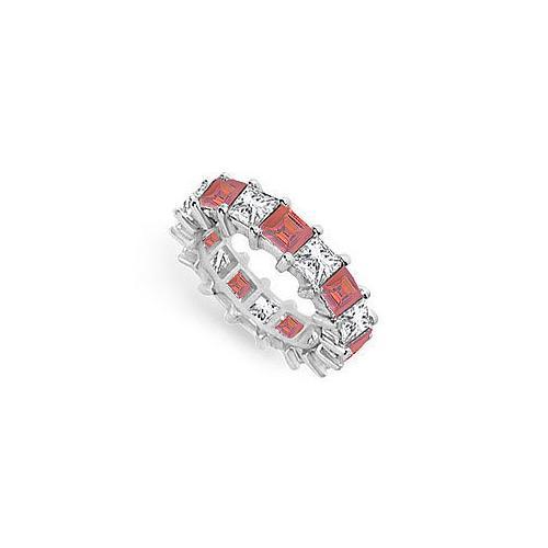 Diamond and Ruby Eternity Band : 18K White Gold  5.00 CT TGW-JewelryKorner-com