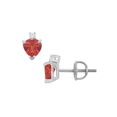 Diamond and Ruby Stud Earrings : 14K White Gold - 2.04 CT TGW-JewelryKorner-com