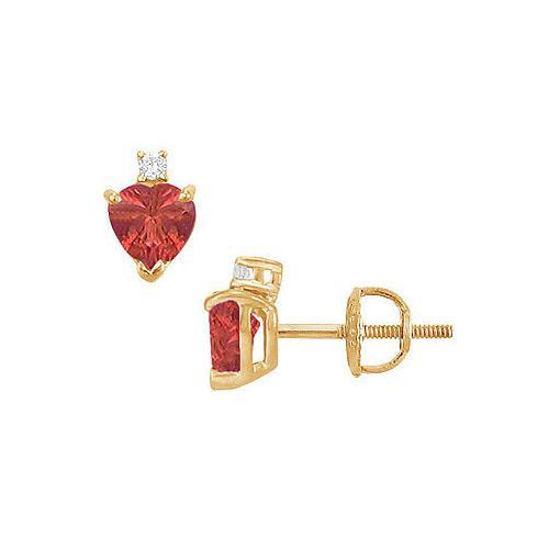 Diamond and Ruby Stud Earrings : 14K Yellow Gold - 2.04 CT TGW-JewelryKorner-com