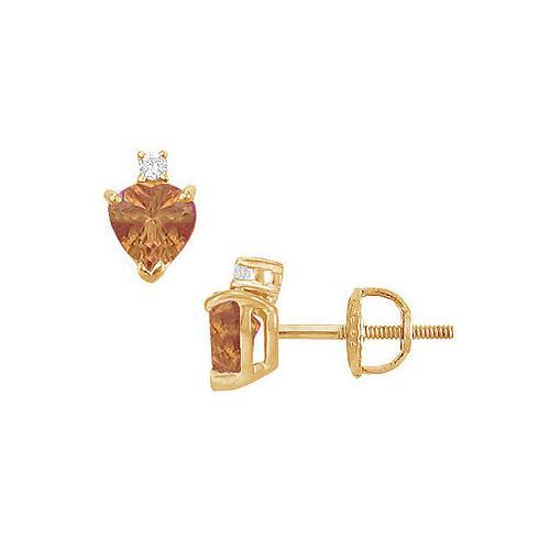 Diamond and Smoky Topaz Stud Earrings : 14K Yellow Gold - 2.04 CT TGW-JewelryKorner-com