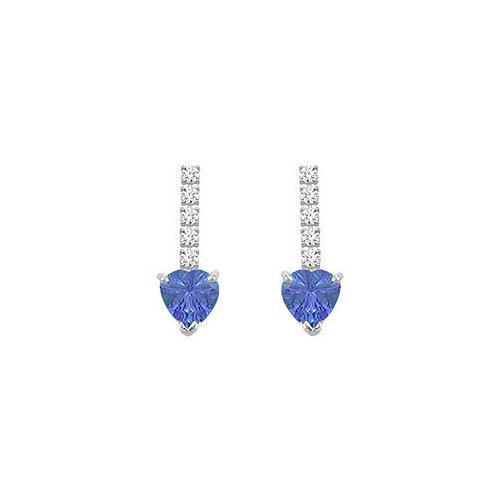 Diamond and Tanzanite Earrings : 14K White Gold - 1.25 CT TGW-JewelryKorner-com