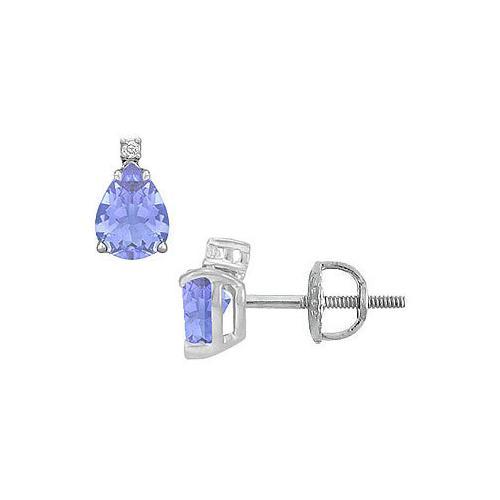 Diamond and Tanzanite Stud Earrings : 14K White Gold - 2.04 CT TGW-JewelryKorner-com