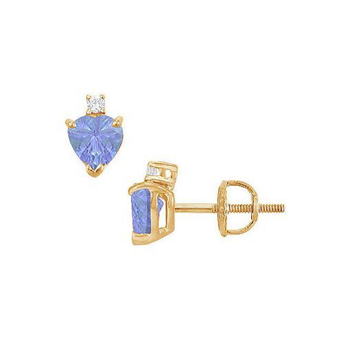 Diamond and Tanzanite Stud Earrings : 14K Yellow Gold - 2.04 CT TGW-JewelryKorner-com