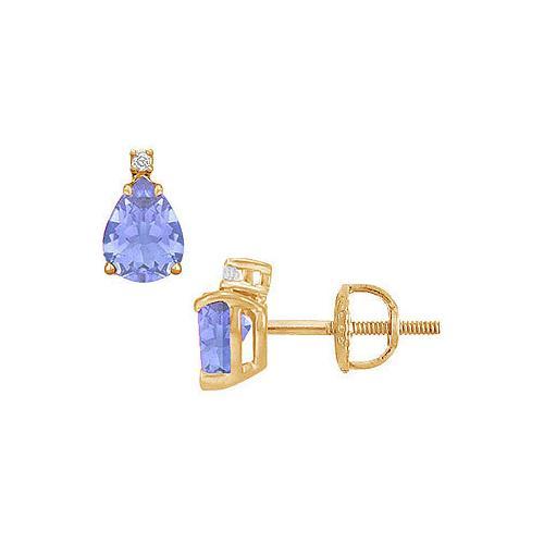 Diamond and Tanzanite Stud Earrings : 14K Yellow Gold - 2.04 CT TGW-JewelryKorner-com