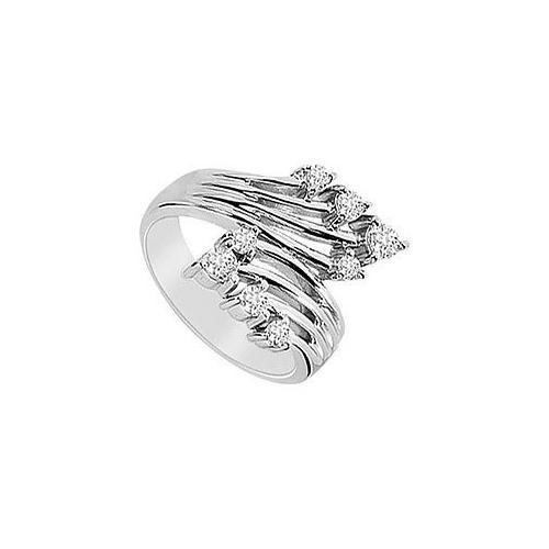 Diamond Crossover Ring : 14K White Gold - 0.50 CT Diamonds-JewelryKorner-com