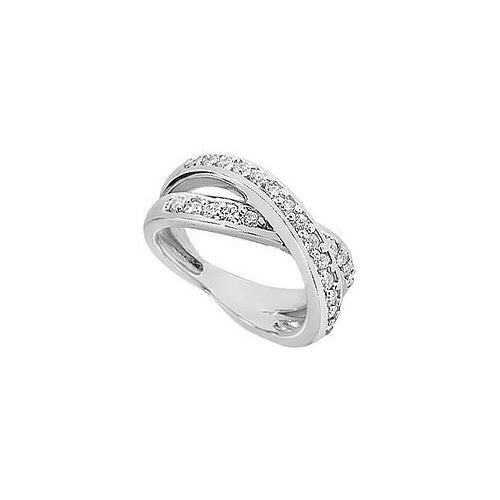 Diamond Crossover Ring : 14K White Gold - 0.66 CT Diamonds-JewelryKorner-com