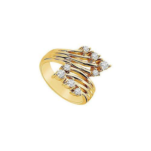 Diamond Crossover Ring : 14K Yellow Gold - 0.50 CT Diamonds-JewelryKorner-com