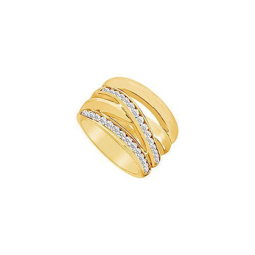 Diamond Crossover Ring : 14K Yellow Gold - 0.75 CT Diamonds-JewelryKorner-com