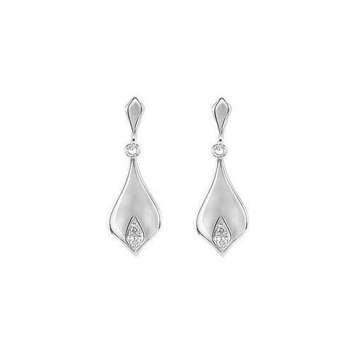 Diamond Earrings : .925 Sterling Silver -Pair 0.025 CT Diamonds-JewelryKorner-com