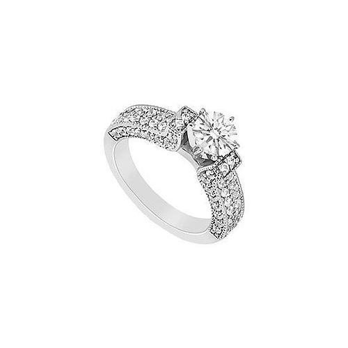 Diamond Engagement Ring : 14K White Gold  1.50 CT Diamonds-JewelryKorner-com