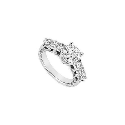 Diamond Engagement Ring : 18K White Gold - 1.00 CT Diamonds-JewelryKorner-com