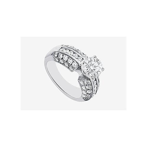 Diamond Engagement Ring in 14K White Gold 1.80 Carat Diamonds-JewelryKorner-com
