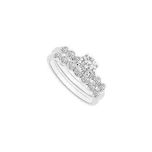 Diamond Engagement Ring with Wedding Band Set : 14K White Gold - 0.50 CT Diamonds-JewelryKorner-com