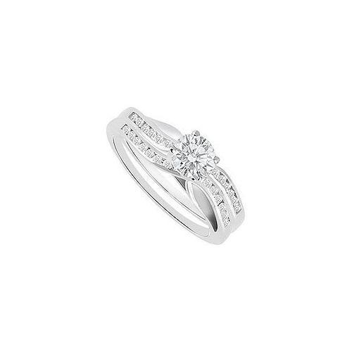 Diamond Engagement Ring with Wedding Band Sets 14K White Gold 1.00 CT TDW-JewelryKorner-com