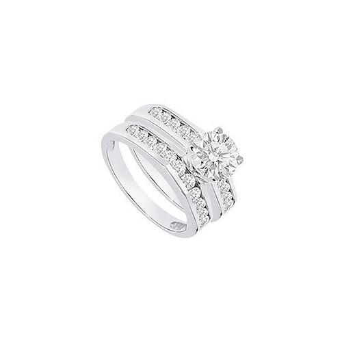 Diamond Engagement Ring with Wedding Band Sets 14K White Gold 1.15 CT TDW-JewelryKorner-com