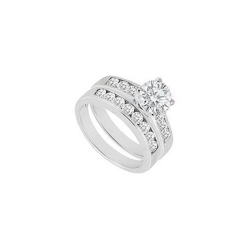 Diamond Engagement Ring with Wedding Band Sets 14K White Gold 1.50 CT TDW-JewelryKorner-com