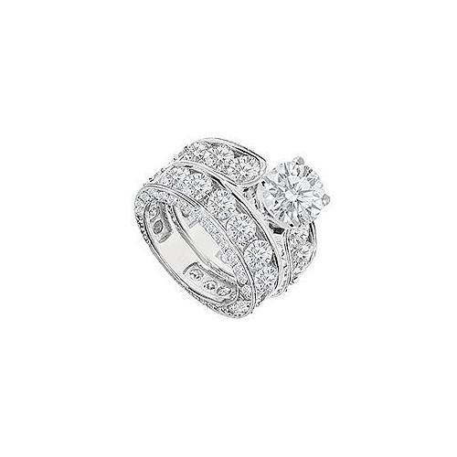 Diamond Engagement Ring with Wedding Band Sets 14K White Gold 8.35 CT TDW-JewelryKorner-com