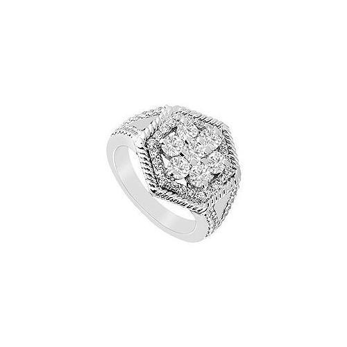 Diamond Flower Ring : 14K White Gold - 0.75 CT Diamonds-JewelryKorner-com
