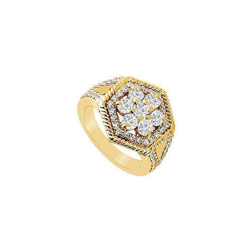 Diamond Flower Ring : 14K Yellow Gold - 0.75 CT Diamonds-JewelryKorner-com