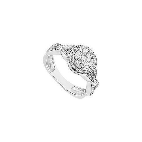 Diamond Halo Engagement Ring : 14K White Gold - 0.85 CT Diamonds-JewelryKorner-com