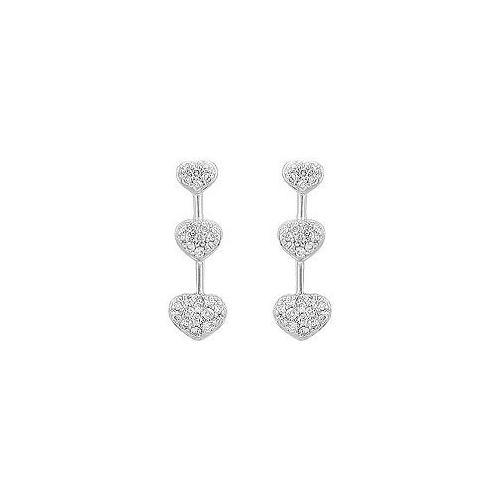 Diamond Heart Journey Earrings : 14K White Gold - 0.50 CT Diamonds-JewelryKorner-com