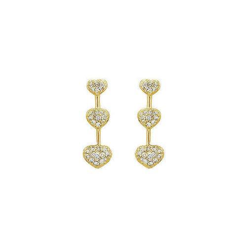 Diamond Heart Journey Earrings : 14K Yellow Gold - 0.50 CT Diamonds-JewelryKorner-com