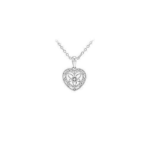 Diamond Heart Pendant - .925 Sterling Silver - 0.005 CT Diamond-JewelryKorner-com
