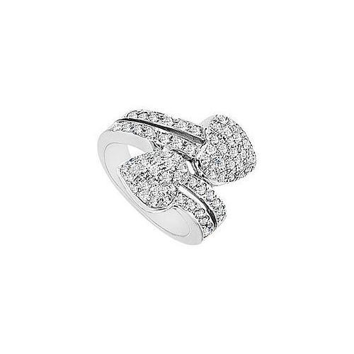 Diamond Heart Ring : 14K White Gold - 2.00 CT Diamonds-JewelryKorner-com