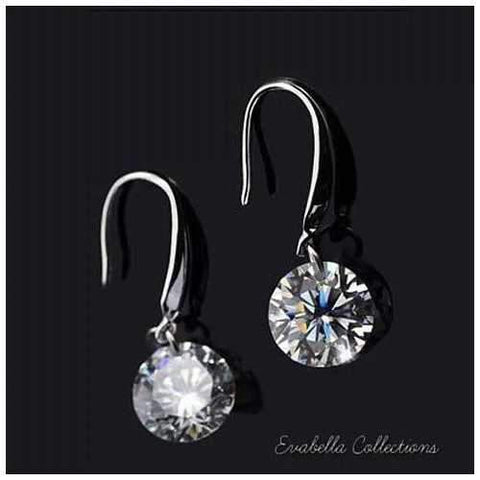 Diamond in the Sky - Drilled Crystal Diamond on a Sterling Silver hook earrings-JewelryKorner-com