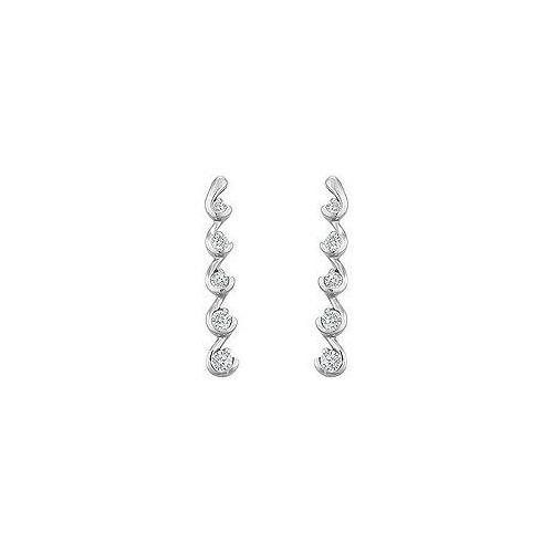 Diamond Journey Earrings : 14K White Gold - 0.50 CT Diamonds-JewelryKorner-com