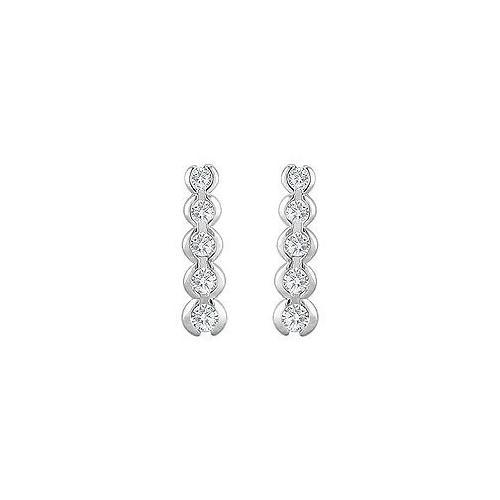 Diamond Journey Earrings : 14K White Gold - 1.00 CT Diamonds-JewelryKorner-com